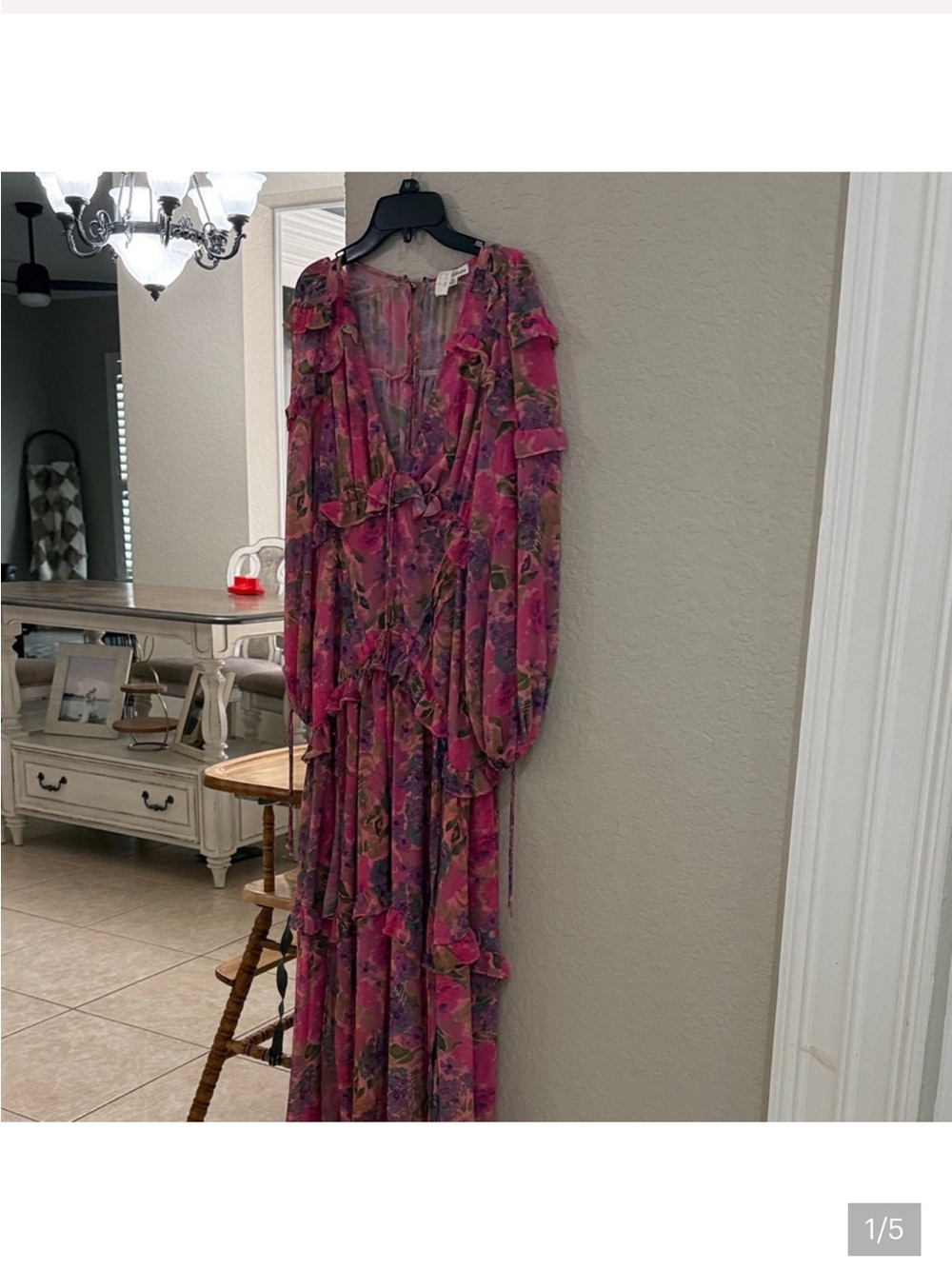 For Love And Lemons Pink Floral Long Sleeve Dress